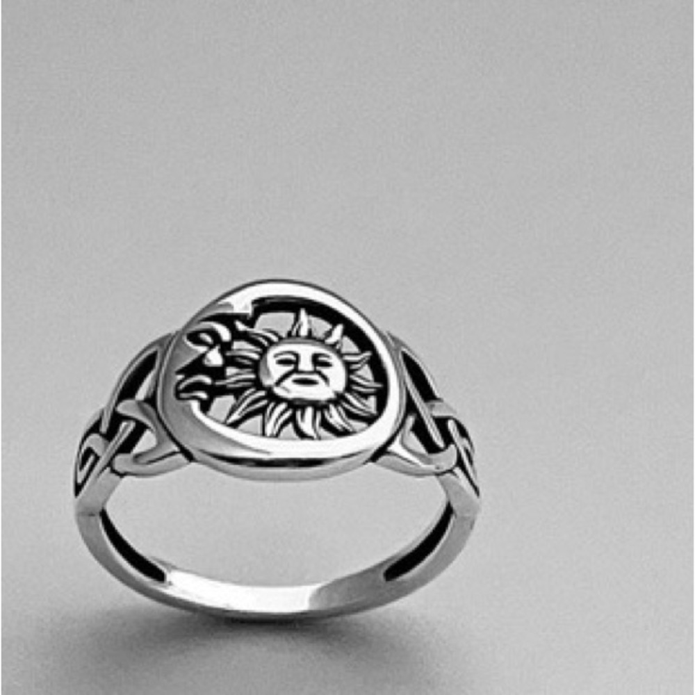 Moon and Sun silver plate ring - 7